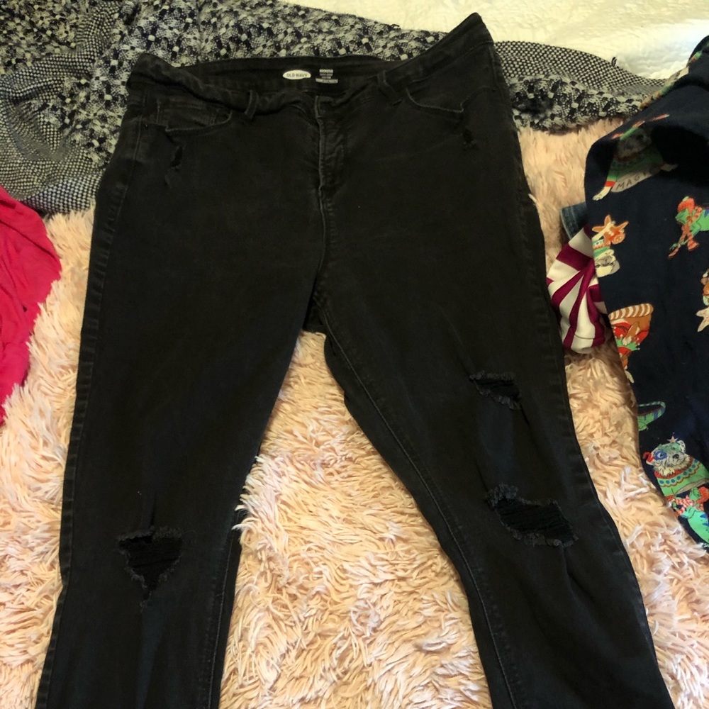 Old navy distressed skinny black jeans
